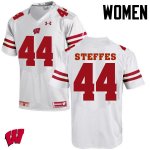 Women's Wisconsin Badgers NCAA #44 Eric Steffes White Authentic Under Armour Stitched College Football Jersey TL31L65GT